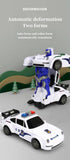 Electric universal automatic shape-shifting police car Light music robot boy toy