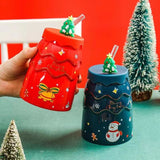 Christmas mug advanced ceramic water cup with cover family couple cup (gift box can send couples, send relatives, send friends)