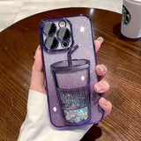 iPhone Mobile phone case Delicate fun quicksand milk tea mug phone case