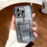 iPhone Mobile phone case Delicate fun quicksand milk tea mug phone case