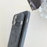 Mobile phone case New carbon fiber stripe magnetic iPhone15promax mobile phone case advanced sense of punk technology