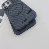 Mobile phone case New carbon fiber stripe magnetic iPhone15promax mobile phone case advanced sense of punk technology