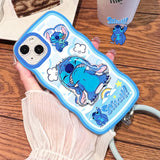 Stitch/Angel Apple silicone crash-resistant mobile phone stents phone case(Suitable for various iPhone models，When buying please Notes your iPhone model)