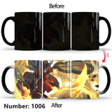 Uchiha Sasuke Color-Changing Mug Ceramic Heated Water Gradient Magic Coffee Mug cup(Serve with lid and spoon)
