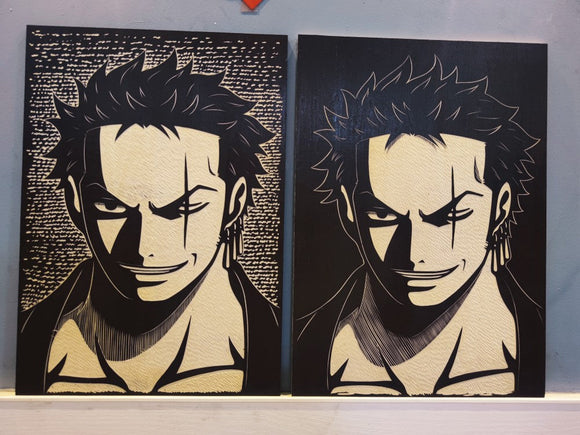 Zoro handsome cartoon role modelling hand engraving DIY wooden painting（You can choose the model you want in the picture below, after the selection, please contact the background customer service to note the model you need）