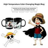 Luffy Color-Changing Mug Ceramic Heated Water Gradient Magic Coffee Mug luffy Cup /Zoro Cup(With lid, spoon and coaster, gift box)