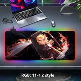 Kamado Tanjirou/Kamado Nezuko Super handsome and cool seven color light color change thickened mouse pad LED light keyboard pad Meaning game gradient horse running light