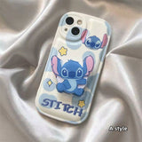 Stitch Apple silicone crash-resistant mobile phone stents phone case(Suitable for various iPhone models，When buying please Notes your iPhone model)