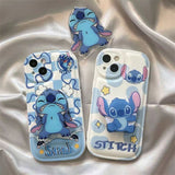 Stitch Apple silicone crash-resistant mobile phone stents phone case(Suitable for various iPhone models，When buying please Notes your iPhone model)