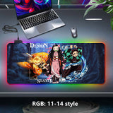 Kamado Tanjirou/Kamado Nezuko Super handsome and cool seven color light color change thickened mouse pad LED light keyboard pad Meaning game gradient horse running light