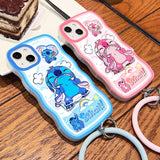 Stitch/Angel Apple silicone crash-resistant mobile phone stents phone case(Suitable for various iPhone models，When buying please Notes your iPhone model)