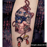 Tanjirou/Nezuko/Zenitsu/Inosuke stick a thigh waterproof flower arm tattoo tattoo paste (Buy two, get one free, Buy five, get two free, size: 18 cm)