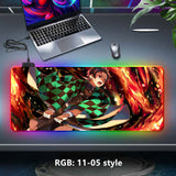 Kamado Tanjirou/Kamado Nezuko Super handsome and cool seven color light color change thickened mouse pad LED light keyboard pad Meaning game gradient horse running light