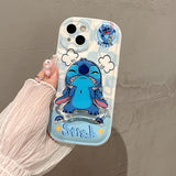 Stitch Apple silicone crash-resistant mobile phone stents phone case(Suitable for various iPhone models，When buying please Notes your iPhone model)