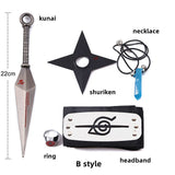 Sasuke 1:1 metal kunai shuriken ring headband necklace five-piece set（apply to costume play）