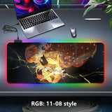 Kamado Tanjirou/Kamado Nezuko Super handsome and cool seven color light color change thickened mouse pad LED light keyboard pad Meaning game gradient horse running light