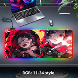 Kamado Tanjirou/Kamado Nezuko Super handsome and cool seven color light color change thickened mouse pad LED light keyboard pad Meaning game gradient horse running light