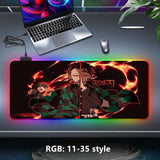 Kamado Tanjirou/Kamado Nezuko Super handsome and cool seven color light color change thickened mouse pad LED light keyboard pad Meaning game gradient horse running light