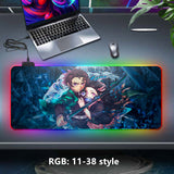 Kamado Tanjirou/Kamado Nezuko Super handsome and cool seven color light color change thickened mouse pad LED light keyboard pad Meaning game gradient horse running light