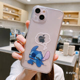 Stitch Apple silicone crash-resistant mobile phone stents phone case(Suitable for various iPhone models，When buying please Notes your iPhone model)