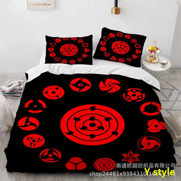 Sharingan Comfortable Home Textile Polyester Bedding 3 Sets（Complimentary bed hanging cloth）