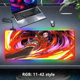 Kamado Tanjirou/Kamado Nezuko Super handsome and cool seven color light color change thickened mouse pad LED light keyboard pad Meaning game gradient horse running light