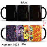 Uchiha Sasuke Color-Changing Mug Ceramic Heated Water Gradient Magic Coffee Mug cup(Serve with lid and spoon)