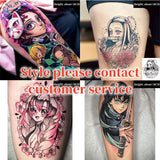 Tanjirou/Nezuko/Zenitsu/Inosuke stick a thigh waterproof flower arm tattoo tattoo paste (Buy two, get one free, Buy five, get two free, size: 18 cm)