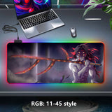 Kamado Tanjirou/Kamado Nezuko Super handsome and cool seven color light color change thickened mouse pad LED light keyboard pad Meaning game gradient horse running light