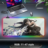 Kamado Tanjirou/Kamado Nezuko Super handsome and cool seven color light color change thickened mouse pad LED light keyboard pad Meaning game gradient horse running light