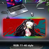 Kamado Tanjirou/Kamado Nezuko Super handsome and cool seven color light color change thickened mouse pad LED light keyboard pad Meaning game gradient horse running light