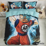 Son Goku Anime series Son Goku role printing handsome cartoon Pure cotton bedding three-piece set
