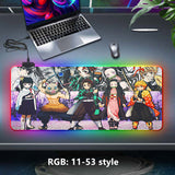 Kamado Tanjirou/Kamado Nezuko Super handsome and cool seven color light color change thickened mouse pad LED light keyboard pad Meaning game gradient horse running light